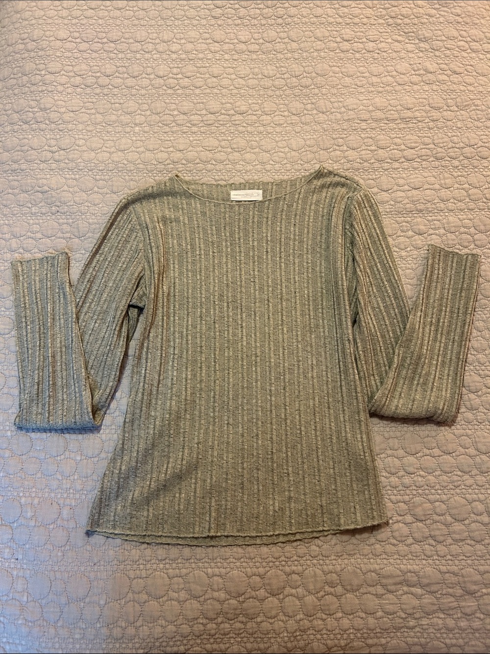 NATURAL LIFE Olive Green Ribbed Knit Top